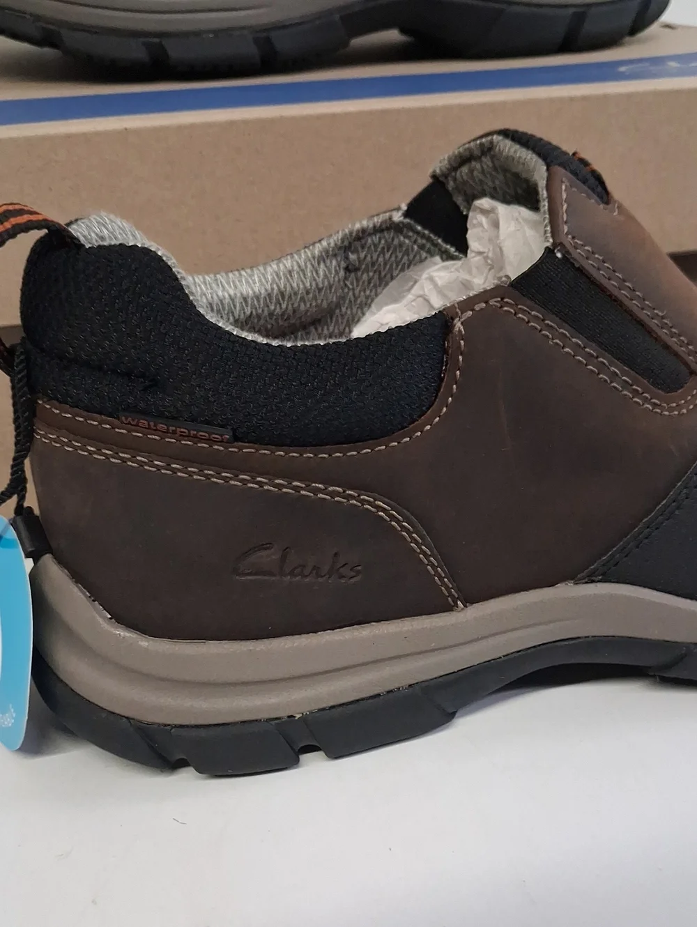 NWT Mens Clark's Walpath Step Dark Brown Leather Slip On Shoes